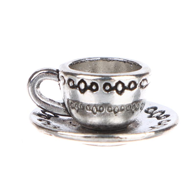 3Pcs 1:12 Dollhouse Miniture Teapot Cup Plate Toy Metal Tea Set Accessories