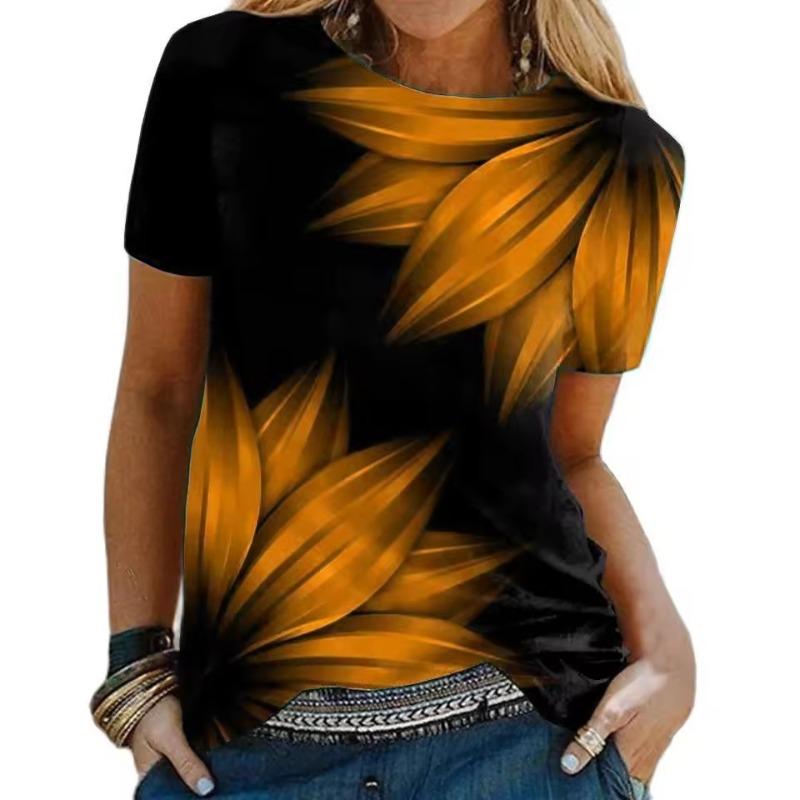 Women s T-shirt 3D Printed Casual Short Sleeved Colorful Pattern Printing O-Neck Top Fashionable Street Women s Clothing 5XL