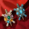 Exquisite Vintage Strass Schildkröten Broschen Für Damen Kleidung Mantel Schmuck Accessoires Geschenke
