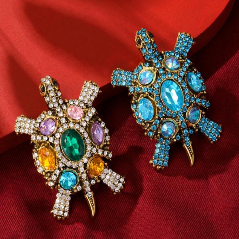 Exquisite Vintage Strass Schildkröten Broschen Für Damen Kleidung Mantel Schmuck Accessoires Geschenke