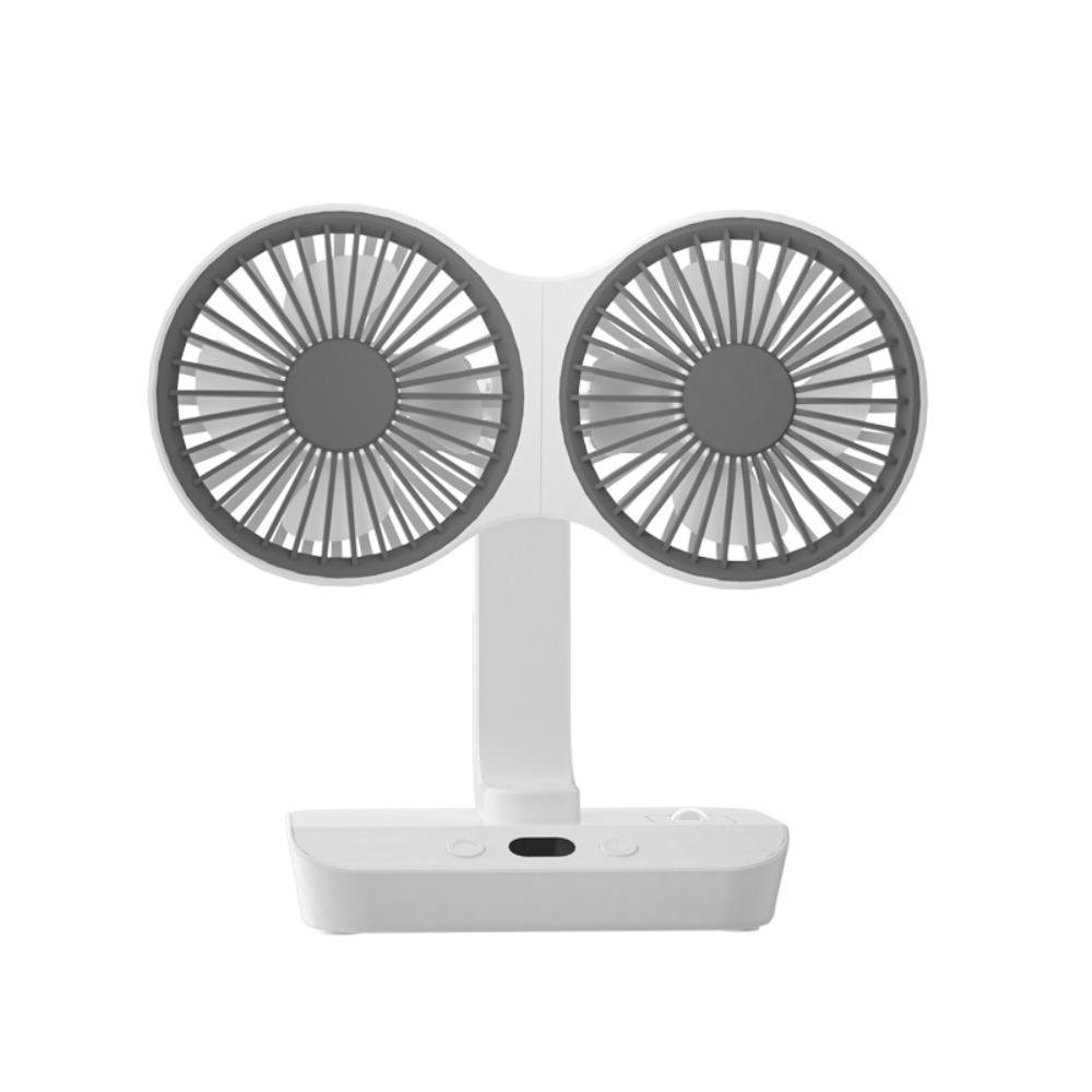 Fast Cooling Double Head Desktop Fan 4-Gears Wind Night Lights Portable Fan Household