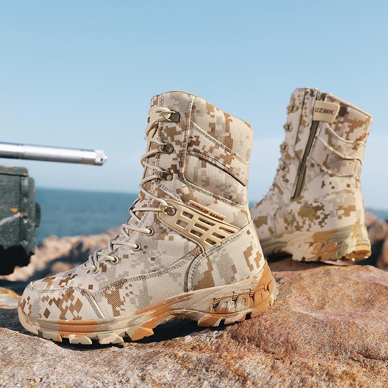 

Мужские тактические пустынные ботинки с высоким берцем в стиле ретро, мотоциклетные ботинки, обувь для активного отдыха, походов и кемпинга, удобные ботильоны, размеры 39-46 46 песочный
