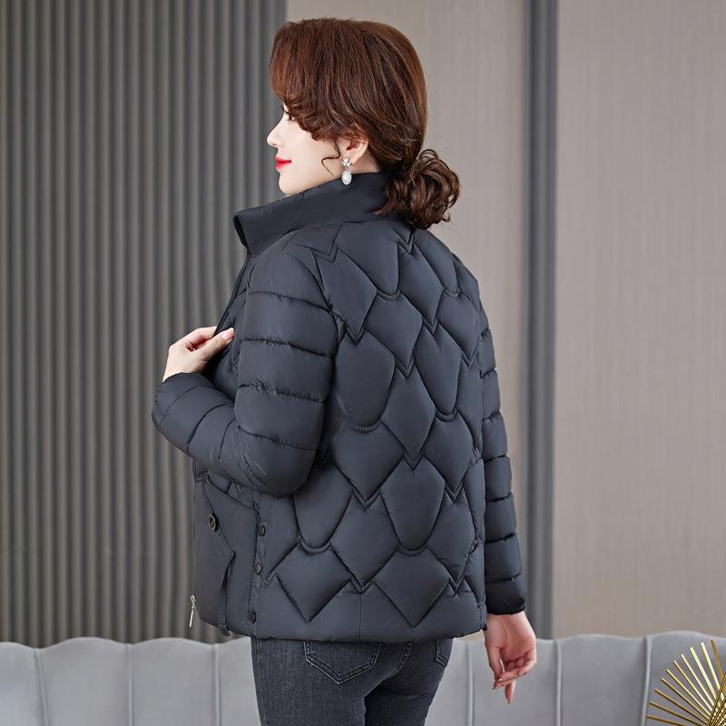 Cotton Coat Women's Short Fashion Stand Collar Women's Down Cotton Coat Winter Coat Mother's Large Size Small Cotton-padded Jacket