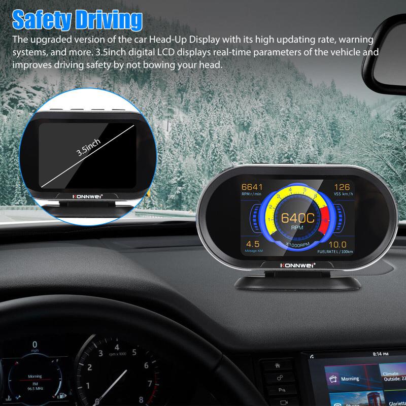 Kw206 2 In 1 Car Fault Scanner Obd2 Gps Digital Speedometer Hud Head Up Display Alarm Diagnostic
