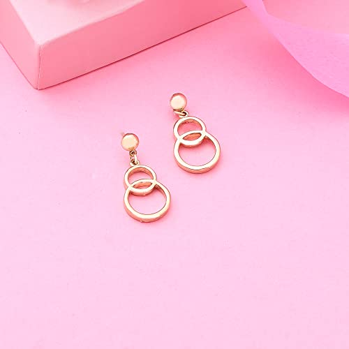 Valentine Gifts For Girlfriend/Wife: Estele 24 Kt Gold Plated Zinc Brass Overlap Dangle Earrings For Girls and Women
