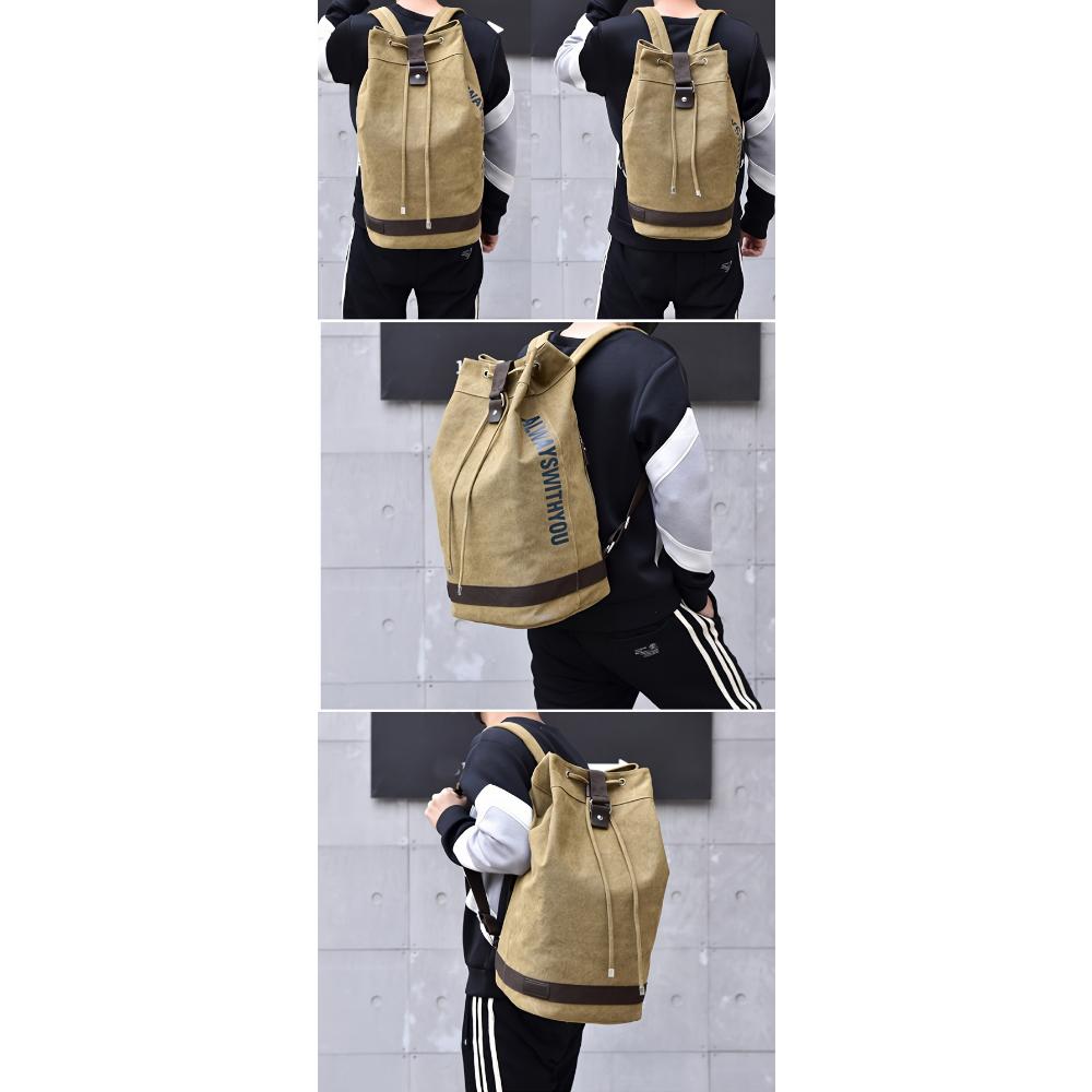 Fashion Canvas Sports Backpack Barrel Bag Travel Computer Backpack Men's Bag Leisure Travel School Bag Unisex