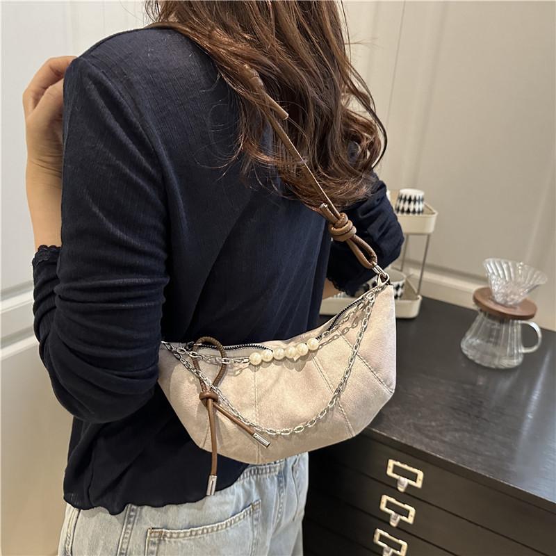 Denim Bag Bag Women's 2025 Summer New Women's Bag Niche Pearl Chain Armpit Bag One-shoulder Crossbody Dumpling Bag