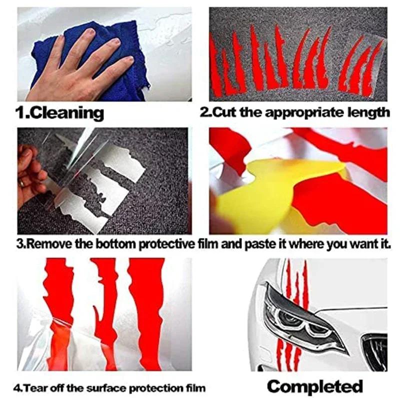 Monster Claw Car Sticker Scratch Stripe Mark Removable Waterproof Reflective Headlight Decal Auto Styling Decoration Accessory