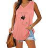 Women Fashion V-neck Sleeveless T-shirt Women Casual Cat Printed Tank Top