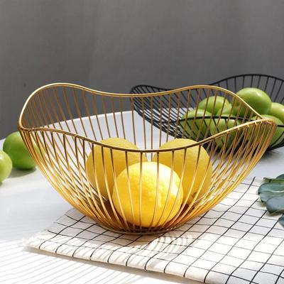 Fruit Bowl Washing Fruit Hollow Drain Basket Iron Fruit Basket Living Room Coffee Table Net Red Fruit Plate Snack Storage Basket