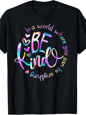 Be Kind Inspirational T-Shirt - Heavyweight 220gsm Cotton Retro Positive Message Tee with Pastel Col