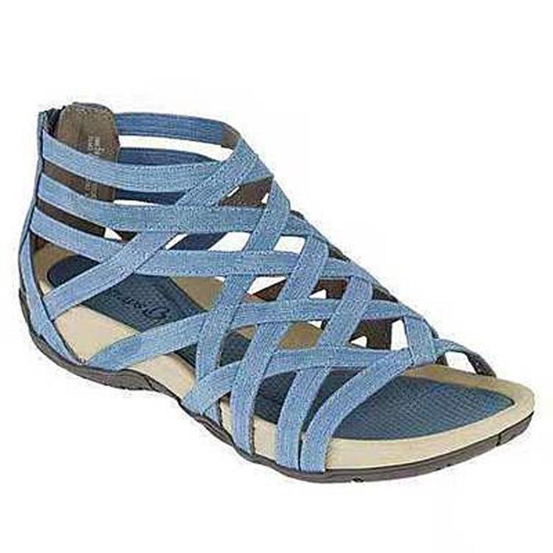 Summer Women Sandals Round Toe Hollow Wedges Sandals Casual Closed Toe Flat Rome Sandals Plus Size Leopard Sandalswer4