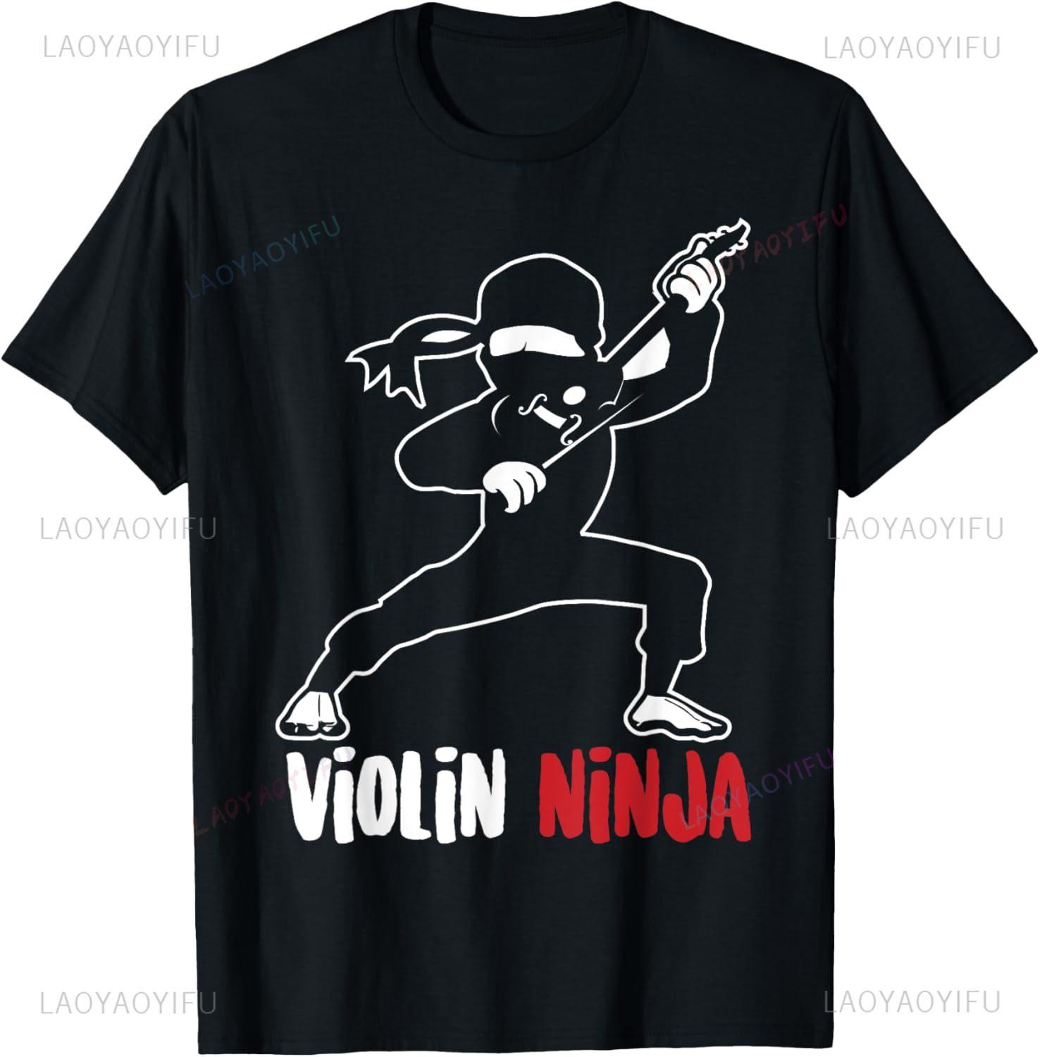 Violin Ninja Cute Violinist Musician Funny Music Player Gift TShirt Unisexs Clothing Custom Funny Shirt Ropa Hombre S