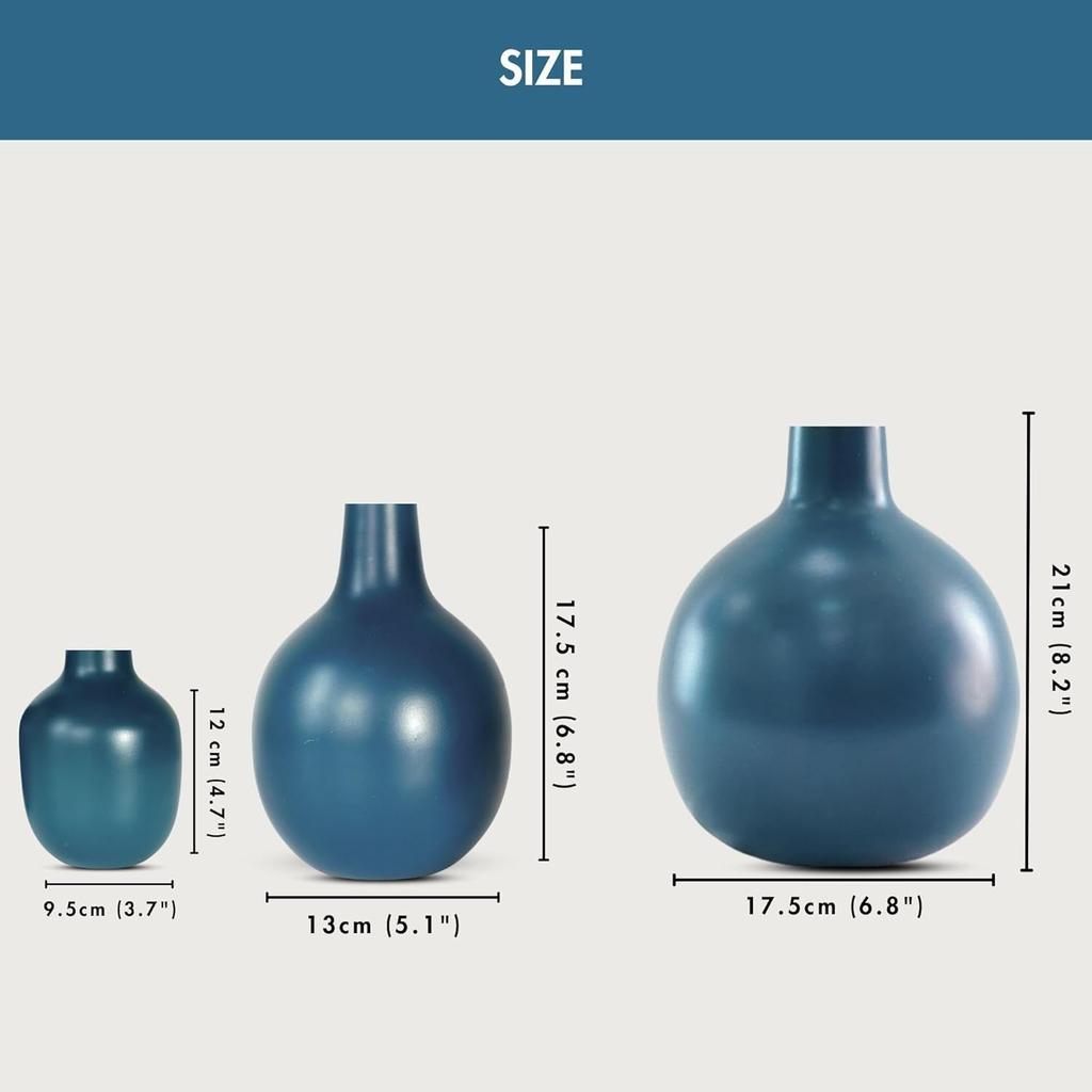 Metal Flower Vase For Home Dcor Living Room Office| Table Decorative Festivals Birthday Opal Blue