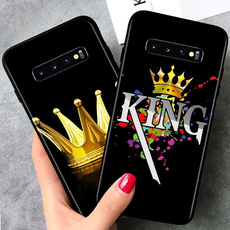 Чехол для телефона King Queen Couples для Samsung Galaxy Note 20 S20 FE Lite Ultra 10 9 8 Pro S10E S10 5G S9 S8 S7 S6 Plus Black