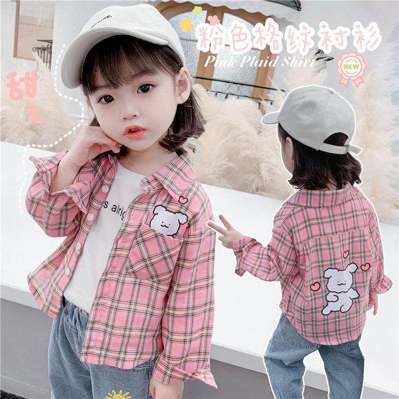 Girls Long Sleeve Cotton Shirt for 0-4 Years Spring Summer Base Layer Top
