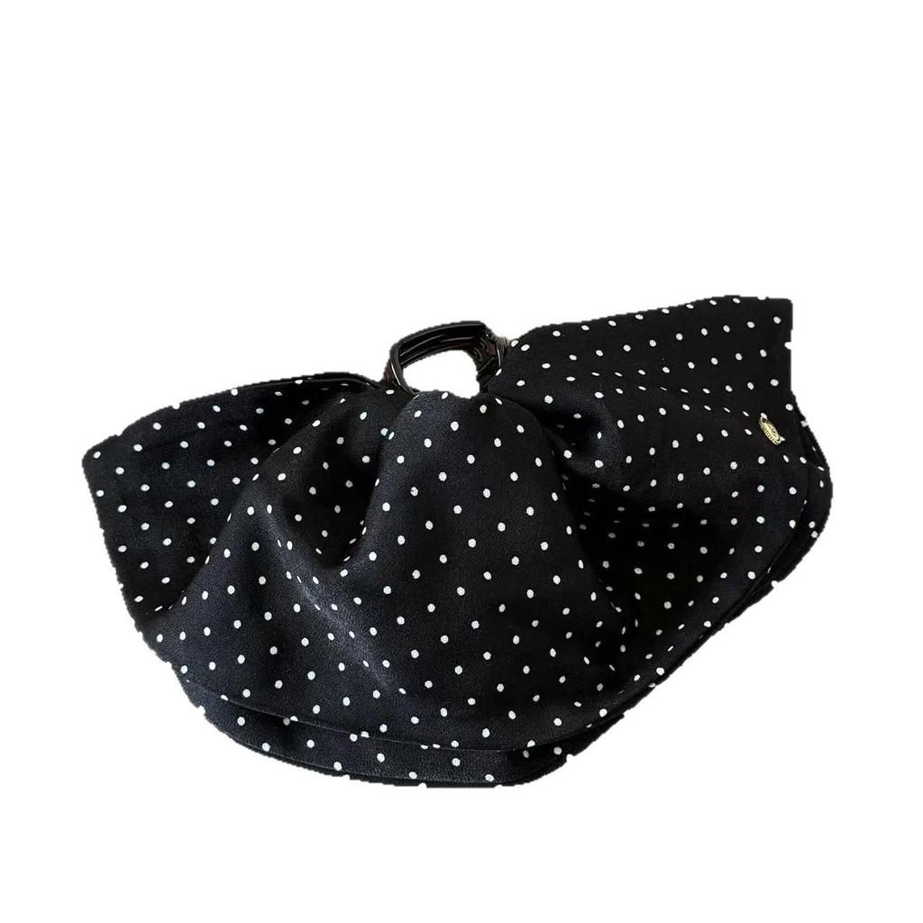Gold Satin Polka Dot Hair Clip: Versatile and Elegant
