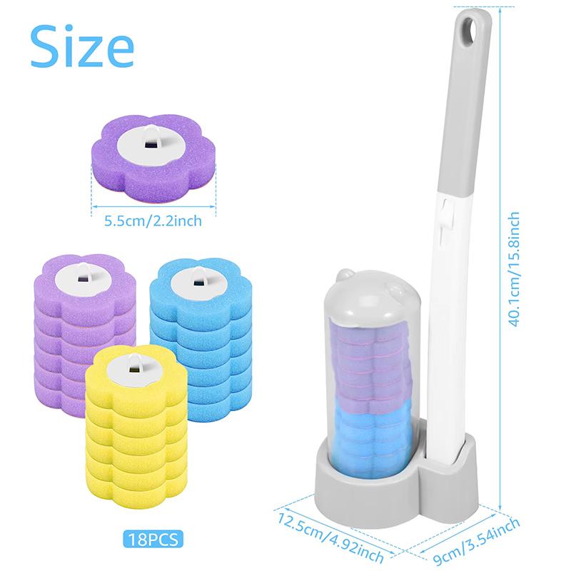 12/18Pcs Toilet Brush With Disposable Replacement Head Kits Upgrade Long Handle Bathroom Cleaning Brush For Home Wc Accessories