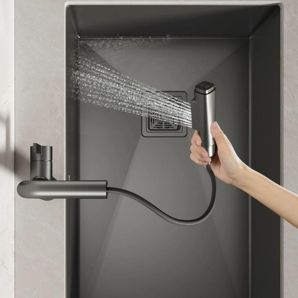 Kitchen Sink Faucet Pull-out Basin Faucets Universal Rotation Laundry Sink Cabinet Faucet Deck Mounted Cold and Hot Water Tap