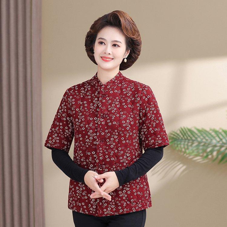 Women's Camel Down Cotton Vest for 50-60-Year-Olds: Thick, Mid-Sleeve Winter Jacket