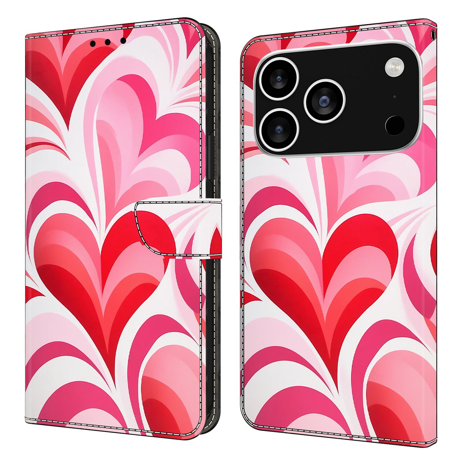 

Для iPhone 17 Pro Max Чехол Кошелек Подставка С Принтом Искусственная Кожа Книжка Чехол для Телефона Love