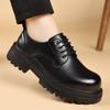 Thick Soled Business Formal Shoes Casual Non Slip Leather Shoes For Mens Comfortable Black Leather Shoes  JZ-666-66