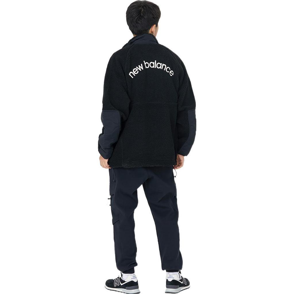New Balance Velvet Jackets Men's Black Stand Collar Moderate (Unisex) Velvet Jackets AMJ23326 BK