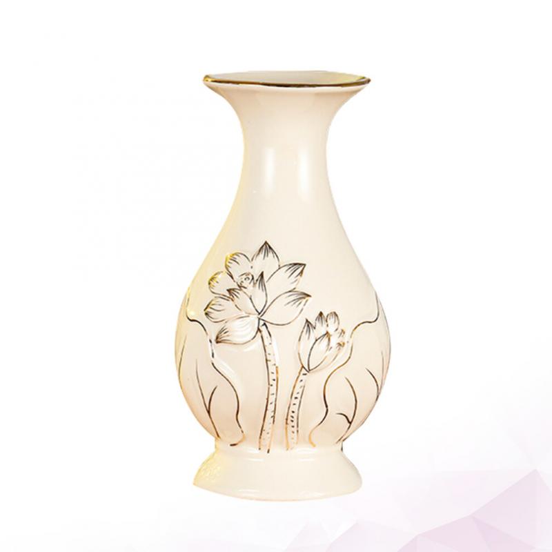 Weiße Vase Mit Lotusmuster Keramik Für