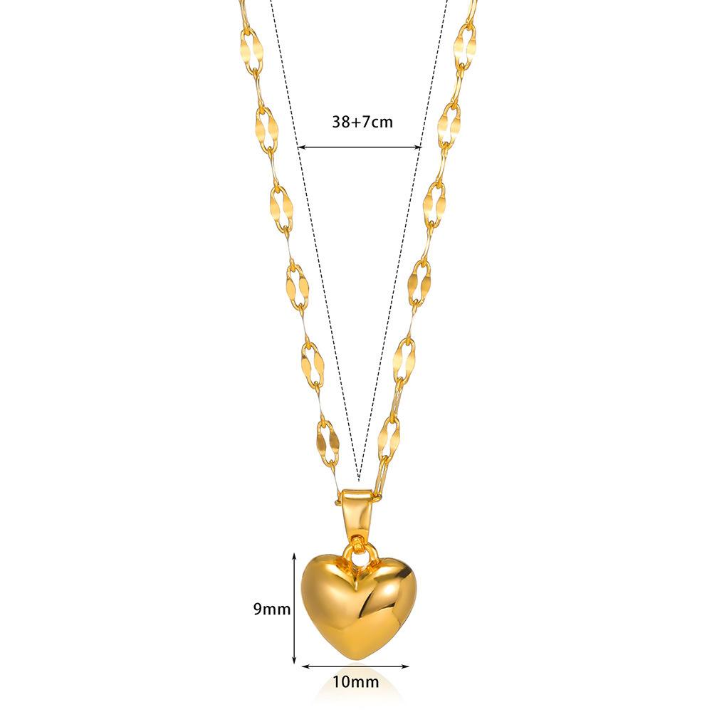 Stainless Steel Love Heart Necklace For Women 2025 New Trendy Lip Chain Simple Pendant Necklace Jewelry Gift Wholesalers