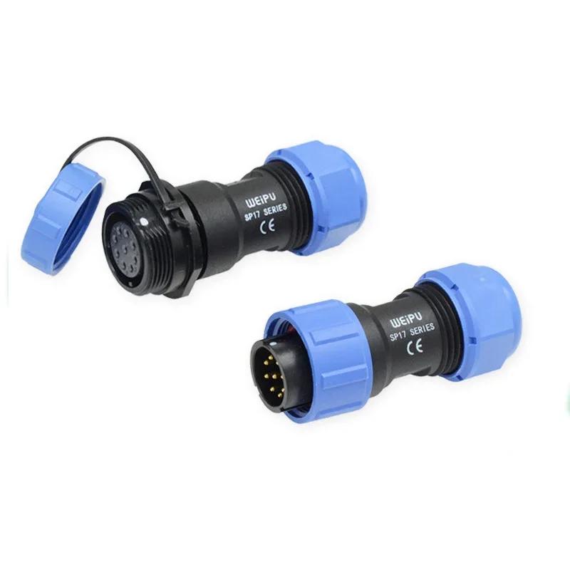 WEIPU SP17 Waterproof IP68 Connector 2 3 4 5 7 9 10 Pin Welding Cable Male Plug Female Socket Adapter Wire To Board Panel Mount
