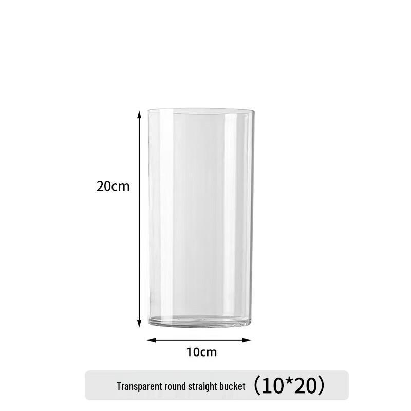 Set mit transparenten zylindrischen Acryl-Blumenvasen