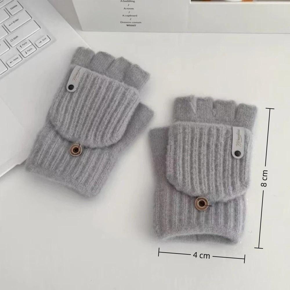 New Thickened Knitted Gloves Keep Warm Open Flip Cold-proof Gloves Touch Screen Windproof Half Finger Gloves Women Men