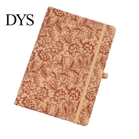 Notebook With Strap Closure A5 with Elastic Band, Natural Wood Texture Cover Journal Embossed for Writing Sketching, Portable Bound Notepad F