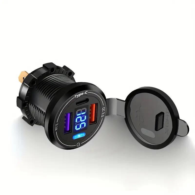 2-Pack QC3.0 & Type-C PD Fast Car Charger with Voltage Display (12V-40V)