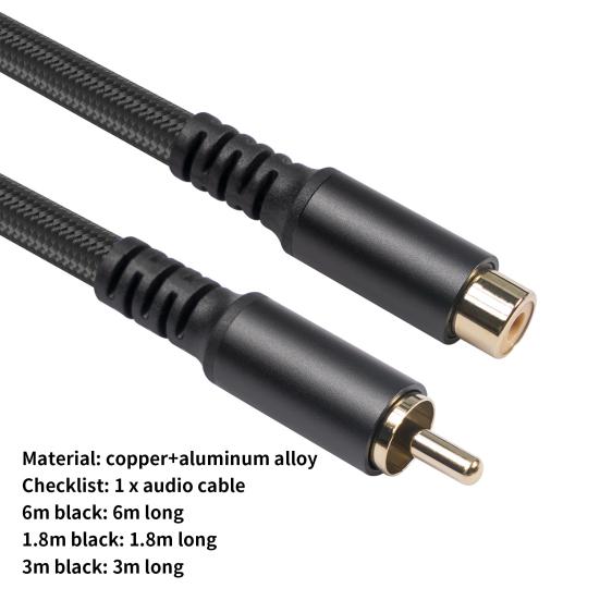 AV Extension Cable Stable Lossless Transmission High Fidelity Plug Play RCA Male to