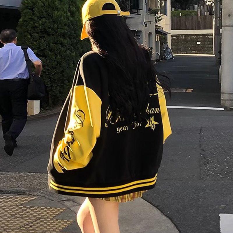 Spring & Autumn Women s Retro Letter Print Baseball Jacket - Loose Korean Style XL