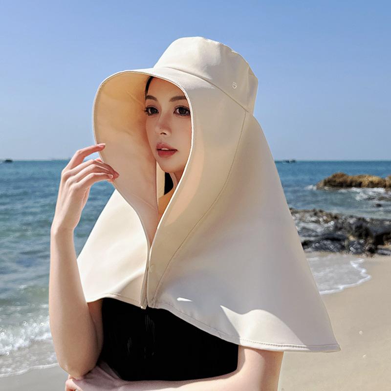 New Shawl Neck Protection Integrated Sun Hat Children Summer Outdoor Riding Face Cover Sun Protection Bucket Hat 8517