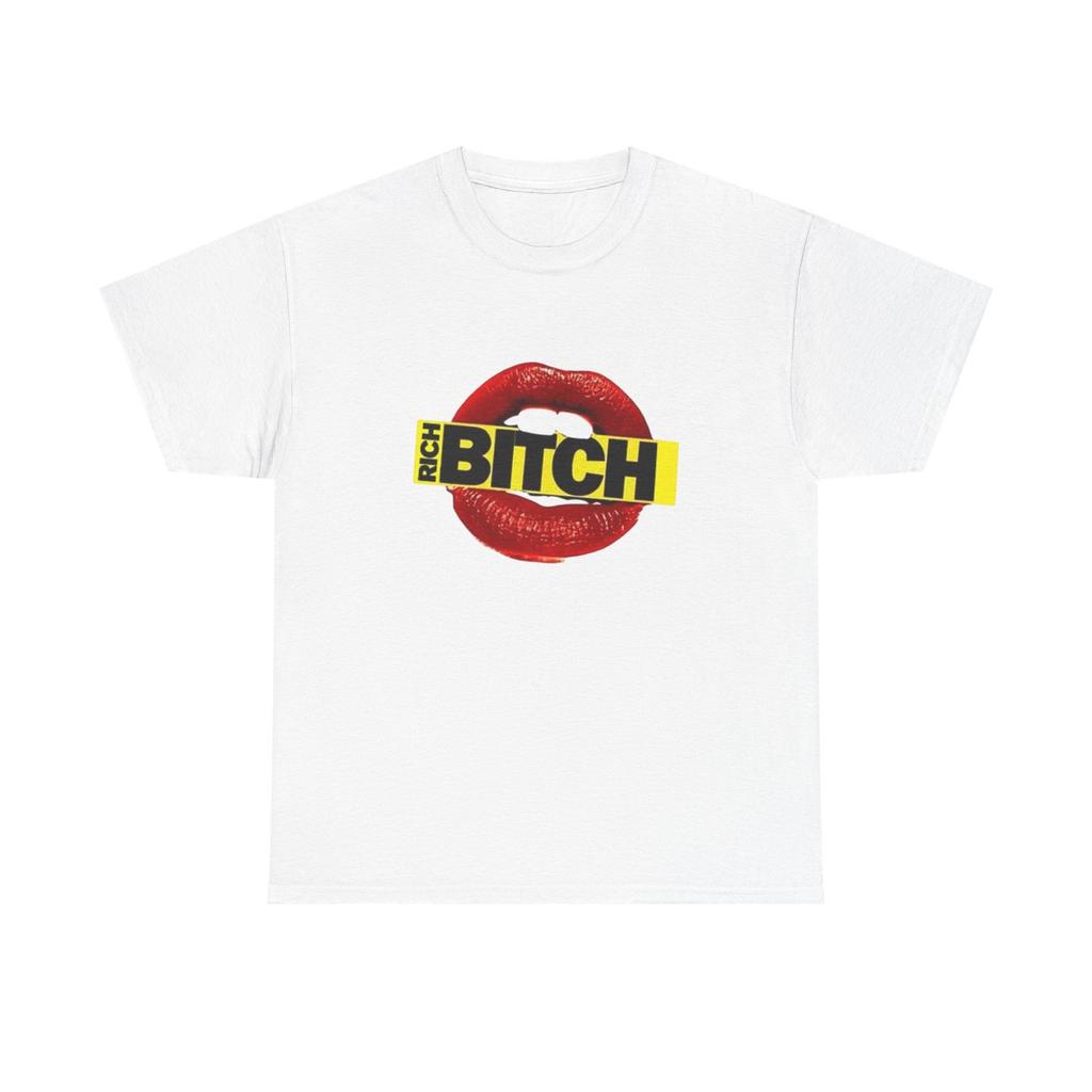 Rich Bitch Lips T-Shirt Mens Womens Tees Top Unisex Heavy Cotton Tee Gift New