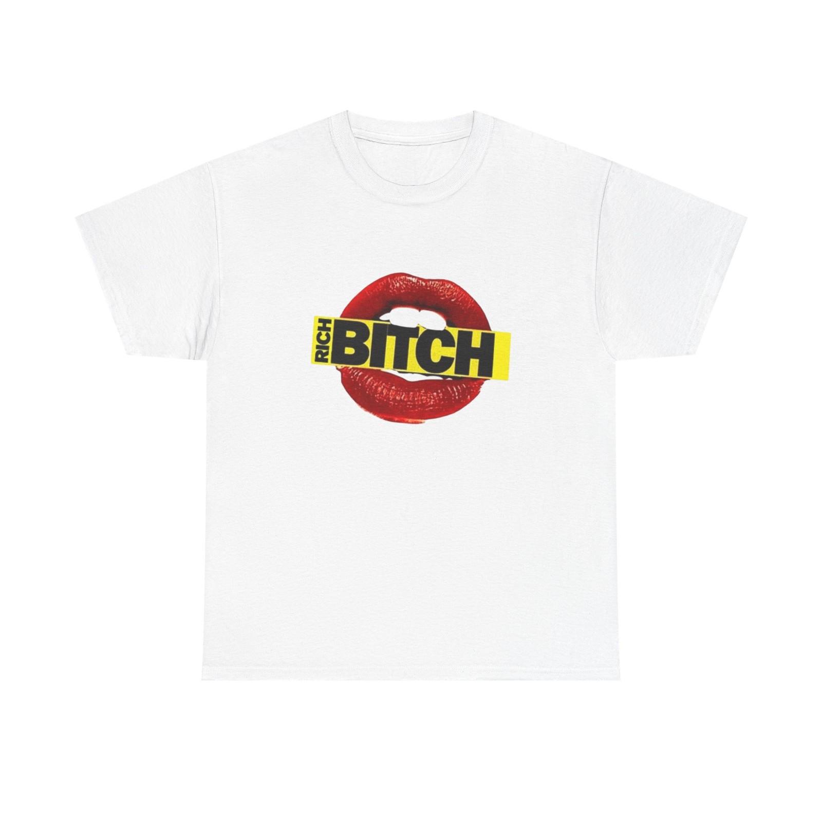 Rich Bitch Lips T-Shirt Mens Womens Tees Top Unisex Heavy Cotton Tee Gift New S