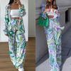 New In Spring 2026, Cross-border European and American Foreign Trade Women's Clothing, Fashionable Commuting Loose Printed Shirt, Wide-leg Pants Set