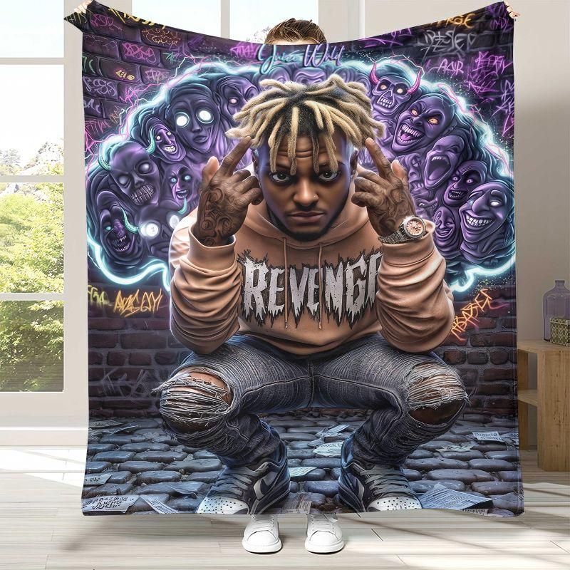 Art Rapper HIP HOP Star Cartoon Flannel Blanket,Ultra Soft Plush Throw for Home Bedroom Bed Sofa Cover Office Camping Picnic