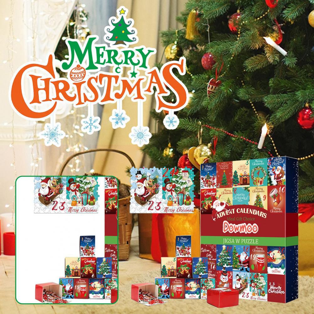 Feiertagspuzzle für Erwachsene Saisonales Raumdekor-Accessoire Weihnachts-Adventskalender Puzzle-Set für Erwachsene 2025 für Kinder