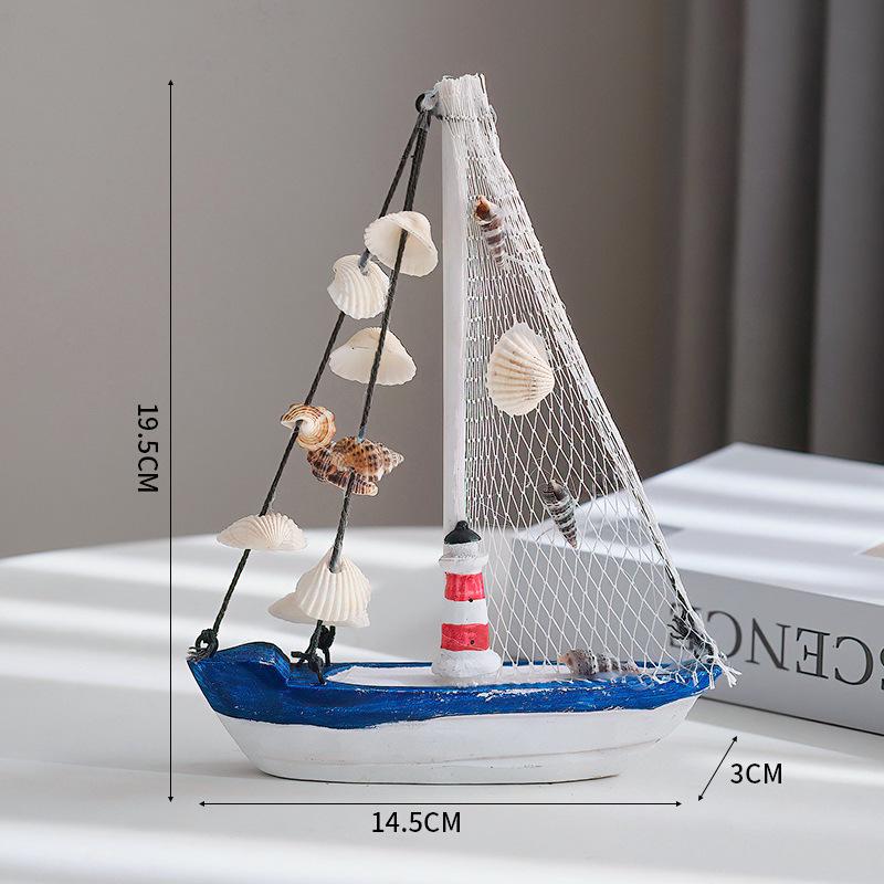 Porzellan Segelschiff Modell im mediterranen Stil - Kreative Holz Heimdeko Ornamente
