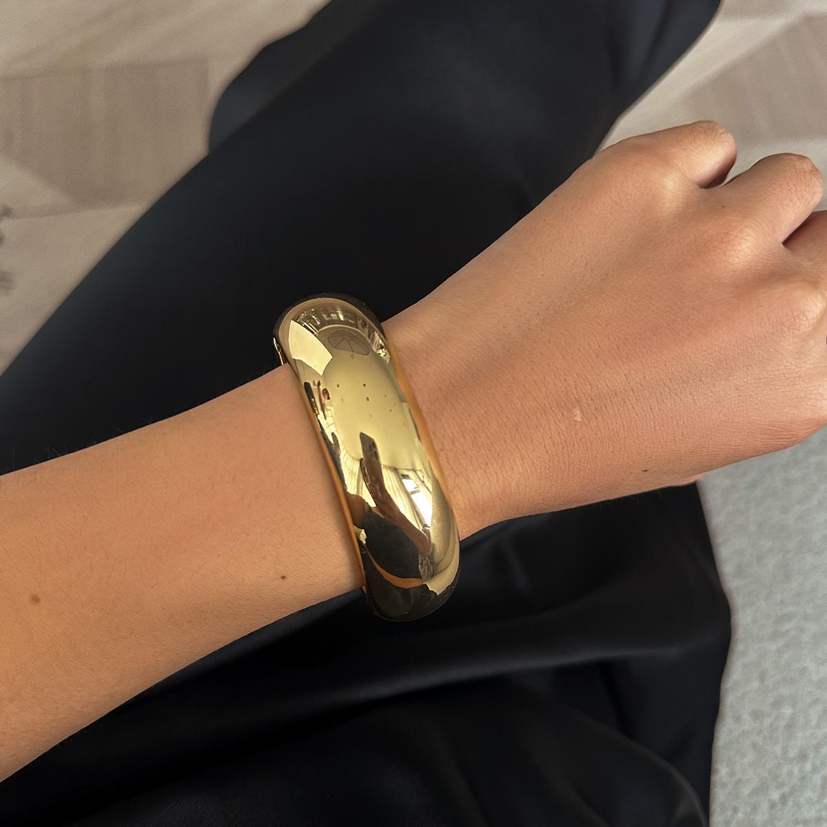 

Ingemark Exaggerated Punk Heavy Metal Spring Bangles for Women Vintage Gold Color Arm Braceles Grunge Jewelry Steampunk Men New