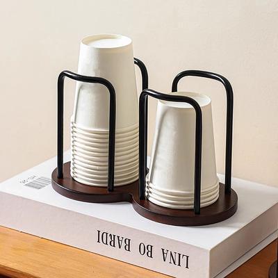New Wooden Paper Cup Holder For Disposable Cups Desktop Coffee Table Storage Shelf Tea Mug Organizer Kitchen Office Accessory