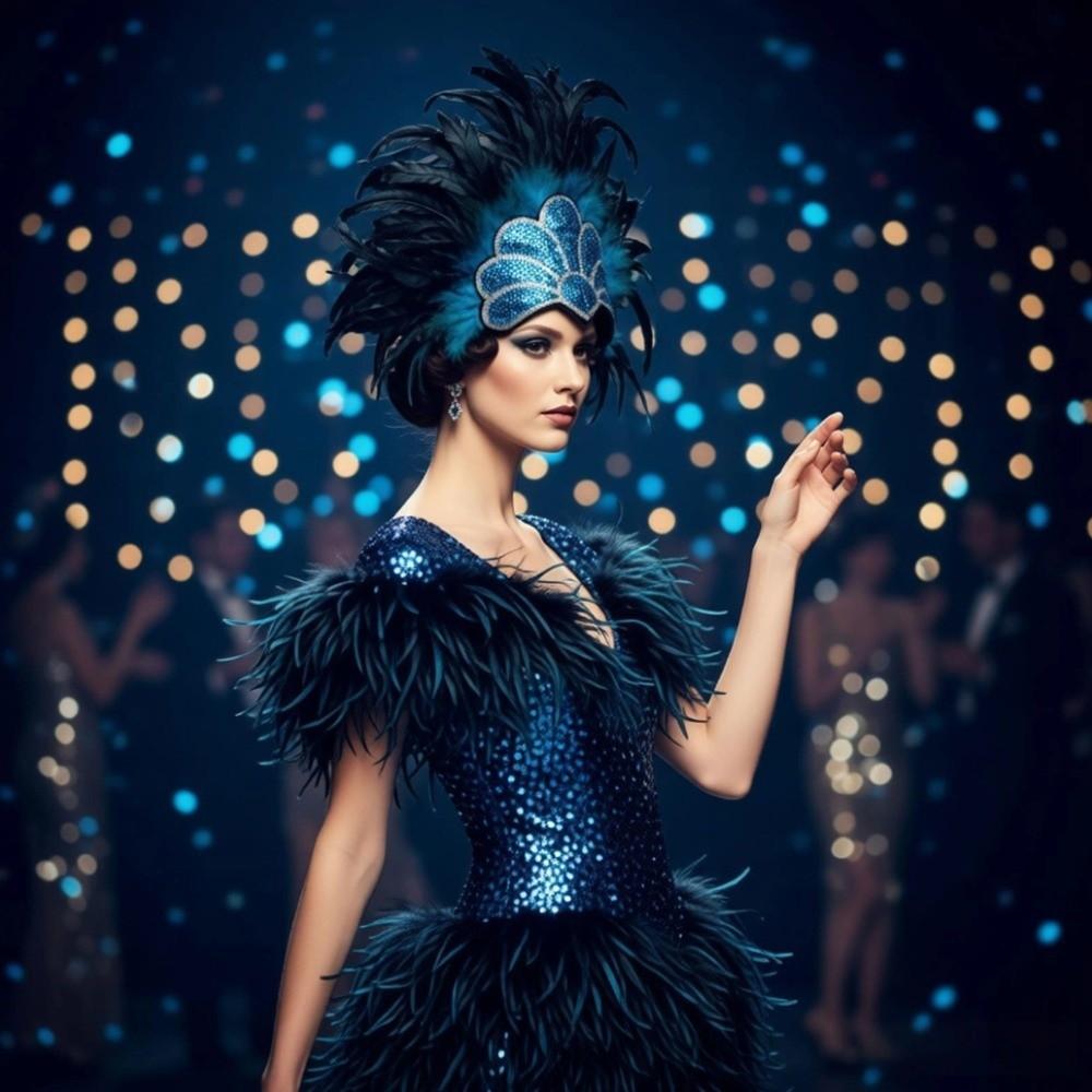 Stage Performance Showgirl Headband Brazilian Carnival Feather Headdress Hair Band  Carnival Events