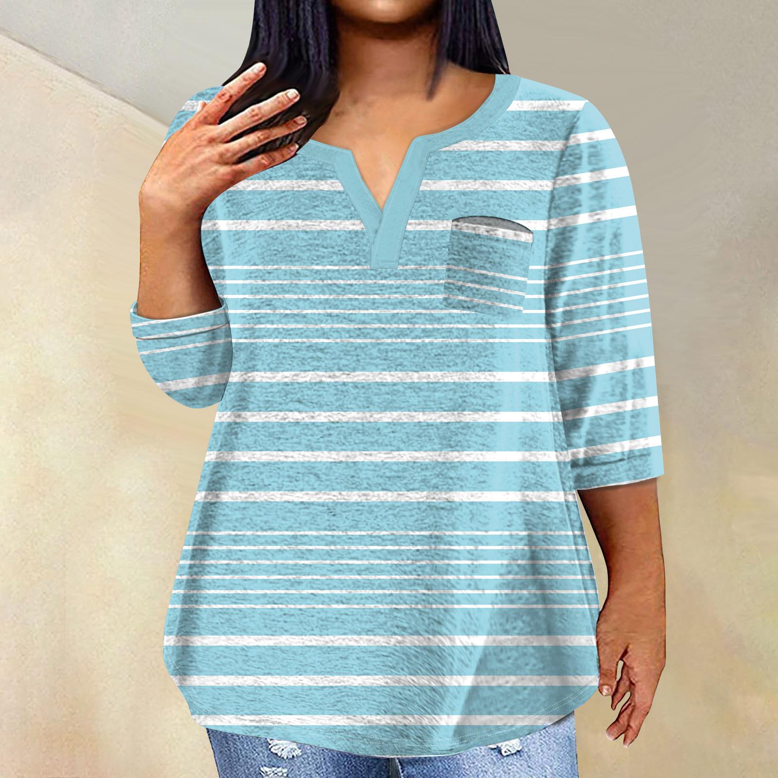 

Женский модный повседневный пуловер с рукавами три четверти и V-образным вырезом с принтом, топ с рукавами 3/4 XXL