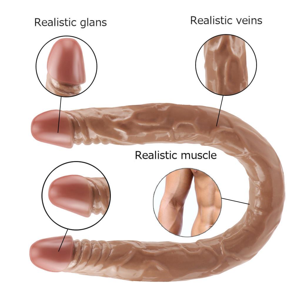 Dildo RUNYU Double Long Realistic Dildos Cock Vaginal Anal Plug Adult Products Penis For Women Sex Toys