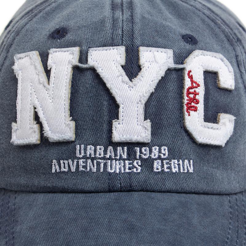 New Vintage Big Letter NYC Baseball Cap Men Cotton Washed Spring Autumn Visor Soft Snapback Fashion Hat for Women