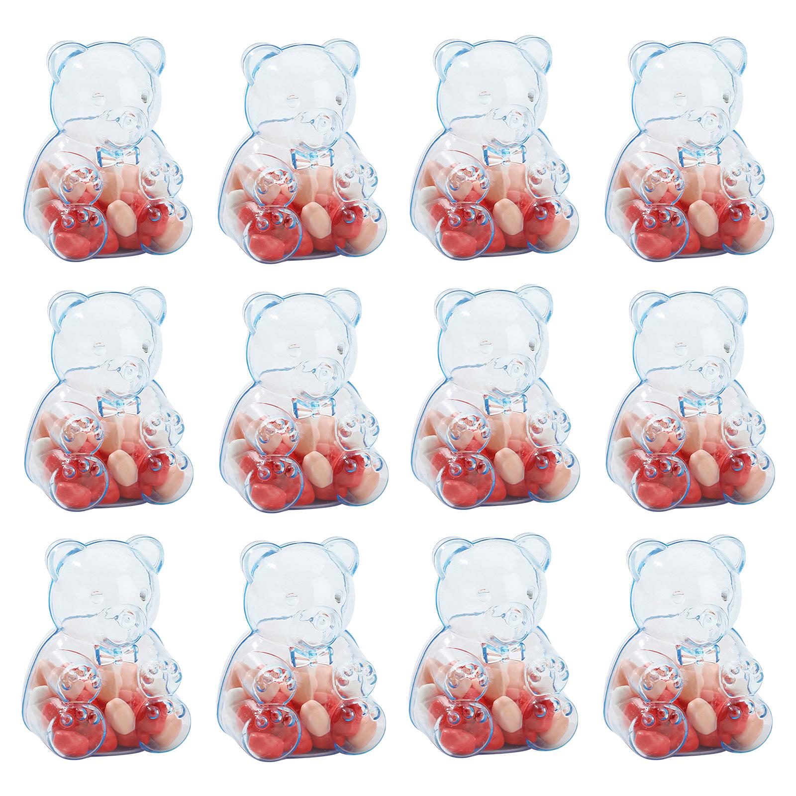 

12Pcs Clear Plastic Bear Container Cute Bear Shaped Candy Boxes for Valentines Day Weddings Birthday Party Favors 2.76x2.09x1.97inch синий